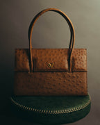 “GIOVANNI VALENTINO” Structured ostrich top handle bag
