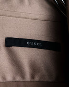 "GUCCI" Ecru beige glossy wide collar shirt