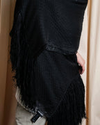 "GIORGIO ARMANI" Waffle low gauge knit fringe design stole