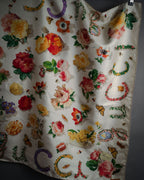 “GUCCI” 80’s-90’s Floral logo silk scarf