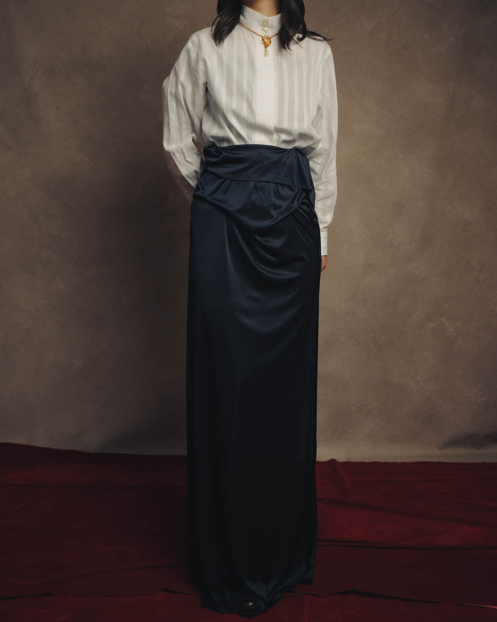 -SPECIAL– “Maison Martin Margiela” 12SS Draped satin maxi skirt