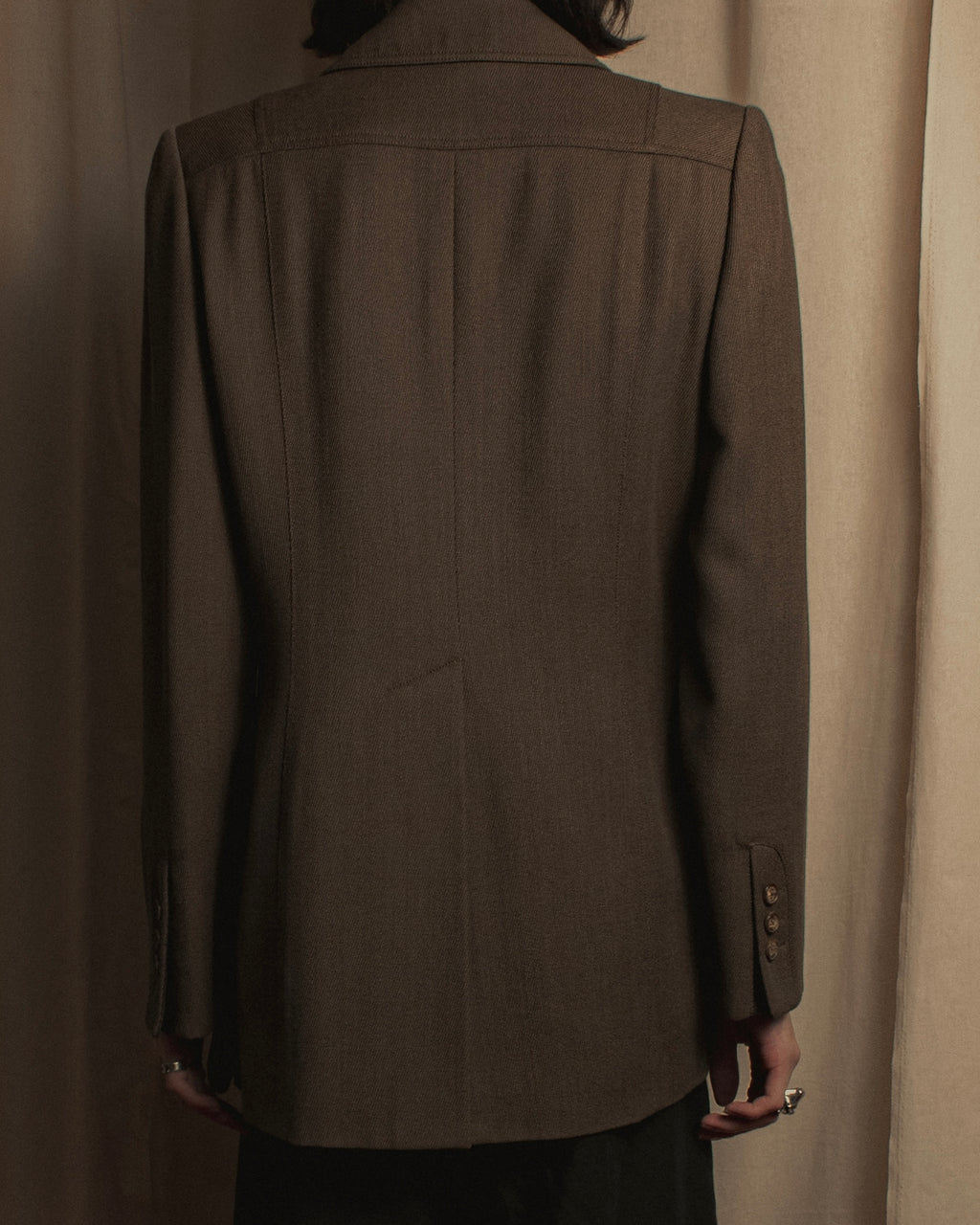 -SPECIAL- "HERMES" 90's Military-inspired zip design tailored jacket