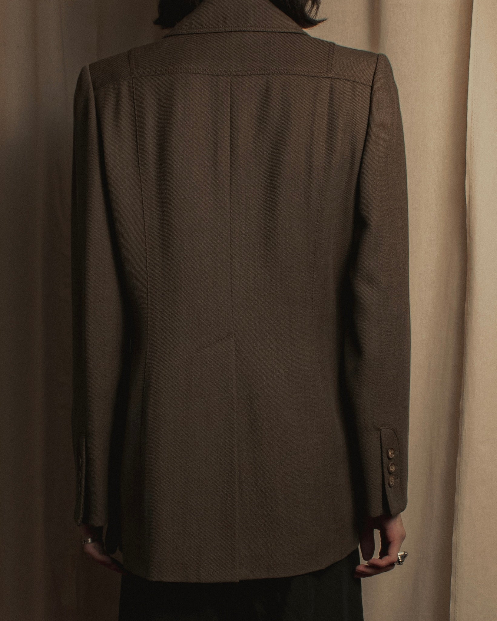 -SPECIAL- "HERMES" 90's Military-inspired zip design tailored jacket