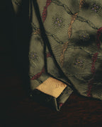 "Yves Saint Laurent" 80's-90's Olive silk jacquard necktie