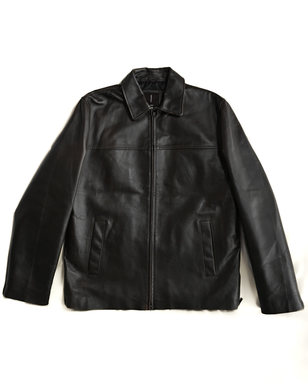 VINTAGE / Architectural Leather Jacket Dark Brown