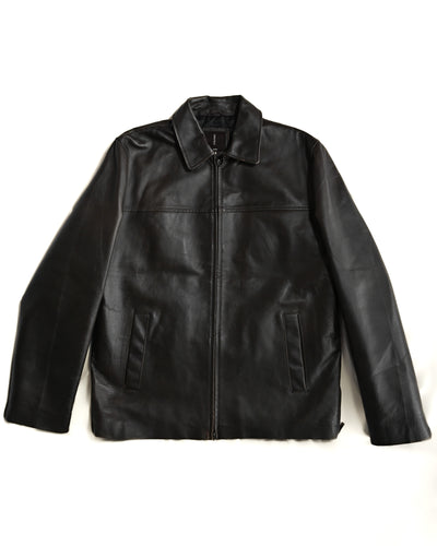 VINTAGE / Architectural Leather Jacket Dark Brown