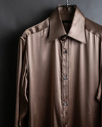 "GUCCI" Ecru beige glossy wide collar shirt