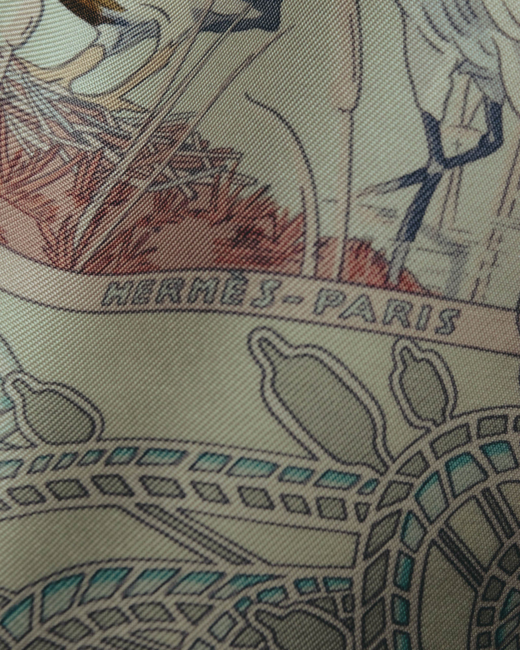 "Hermès" 00's Pastel bird print silk scarf