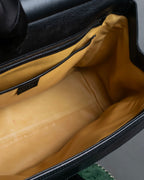 "GUCCI" Double flap design grained leather one-handle bag