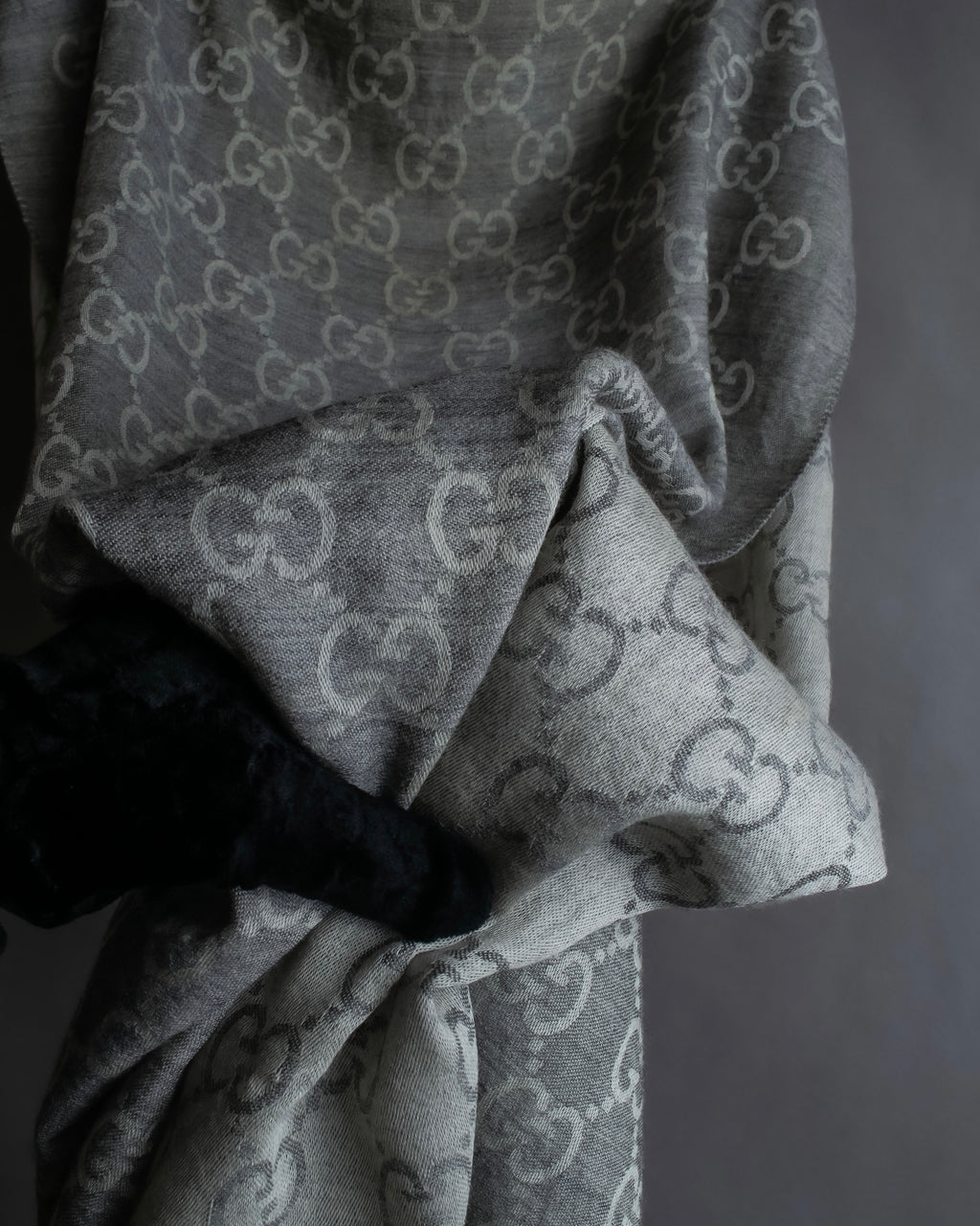 "GUCCI" GGpattern silk blend fringe stole