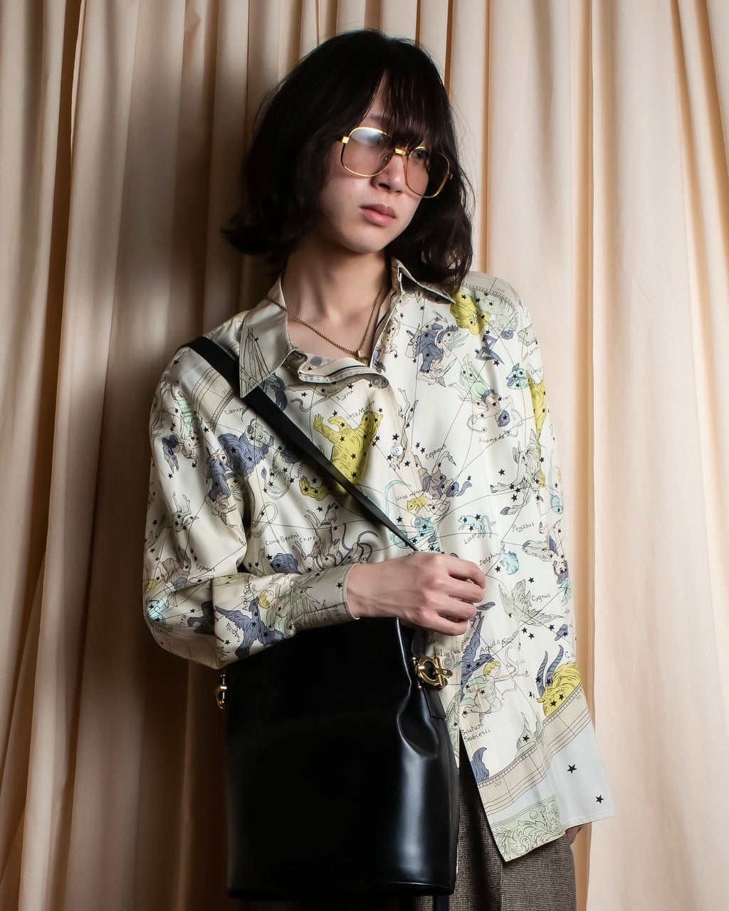 "HERMES" Margiela period Les Étoiles, Stars silk shirt