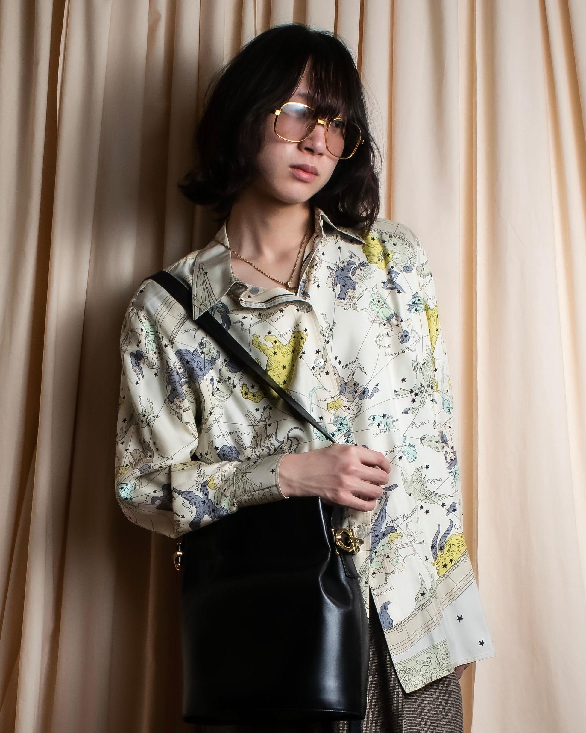 "HERMES" Margiela period Les Étoiles, Stars silk shirt