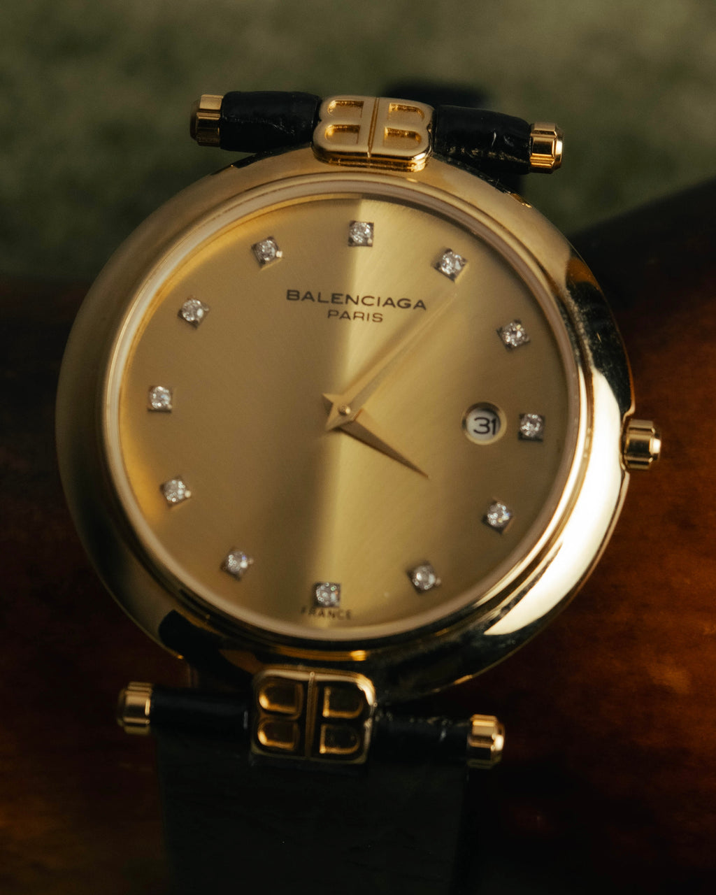 -SPECIAL- “Balenciaga” 80’s-90’s Gold tone round watch