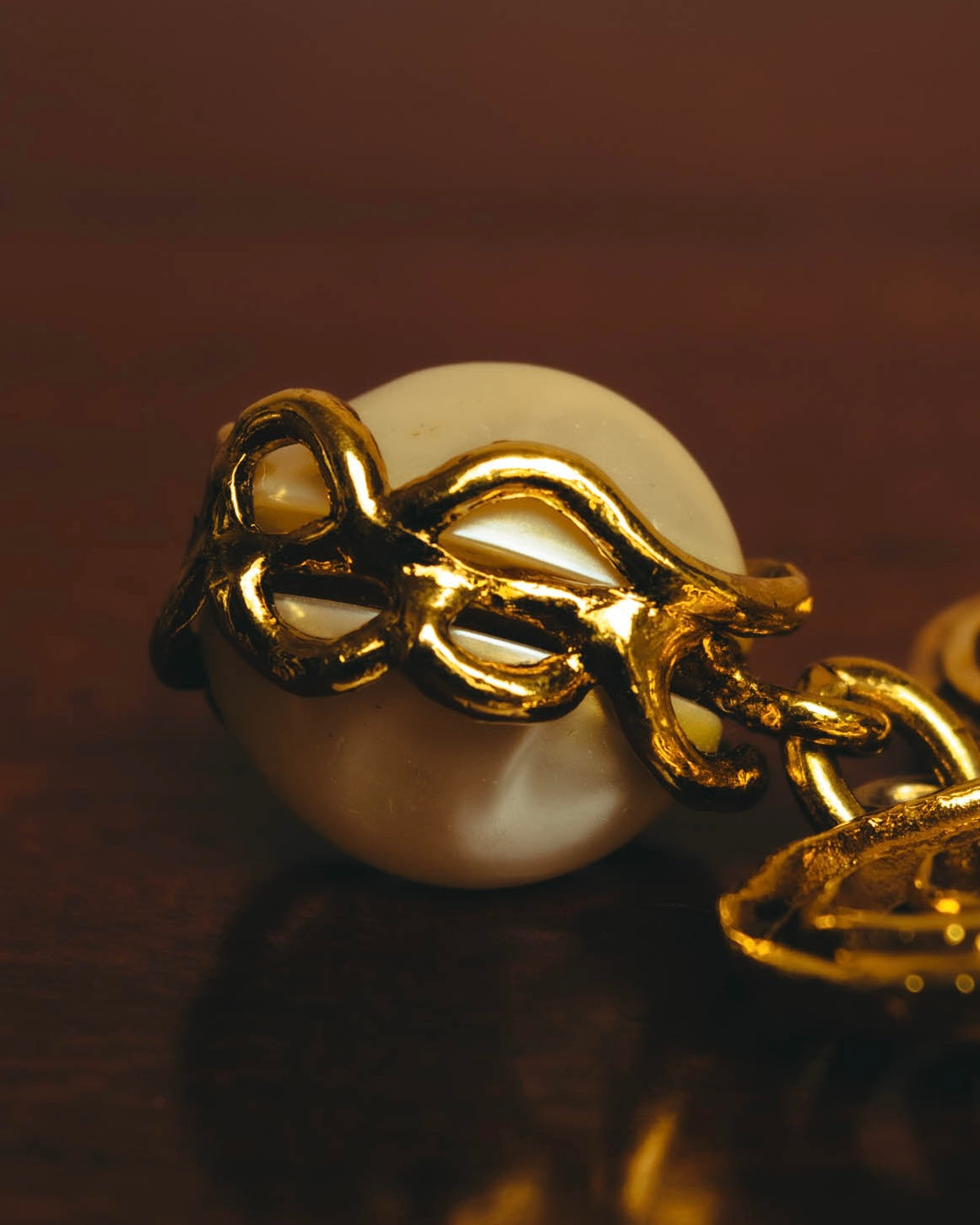 "Yves Saint Laurent" 80's-90's Baroque faux pearl brooch