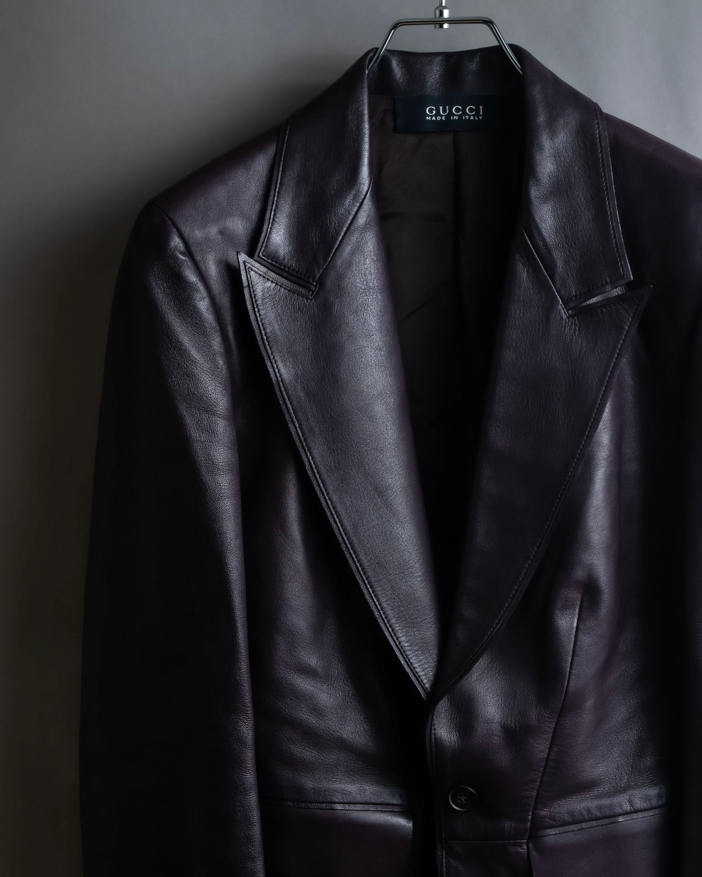 "GUCCI" Cutting design leather tailored jacket