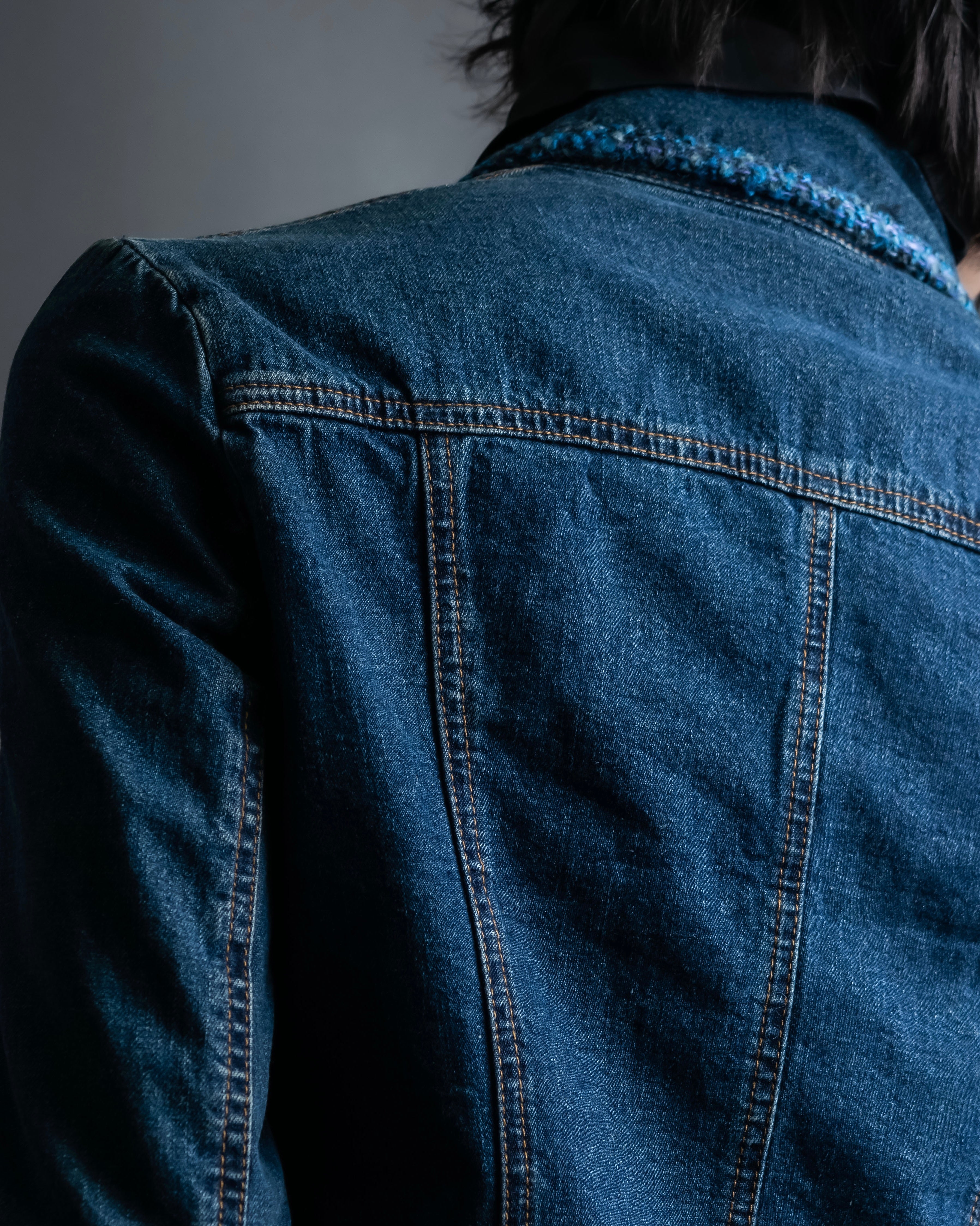 “D&amp;G” Tweed attached bijou button denim jacket