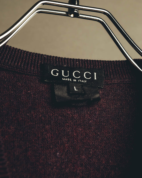 "GUCCI" 90's-00's Deep burgundy v-neck knit sweater