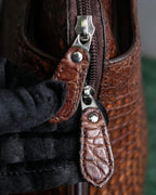 "Furdi" Crocodile embossed leather handbag
