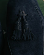 "Santoni" 2010's-2020's Elegant navy suede tassel loafers
