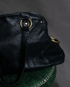 "YVES SAINT LAURENT" Gold parts design Muse toe leather bag