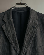 "COMME des GARÇONS HOMME" 10SS Vintage multi-button hickory stripe linen wool jacket