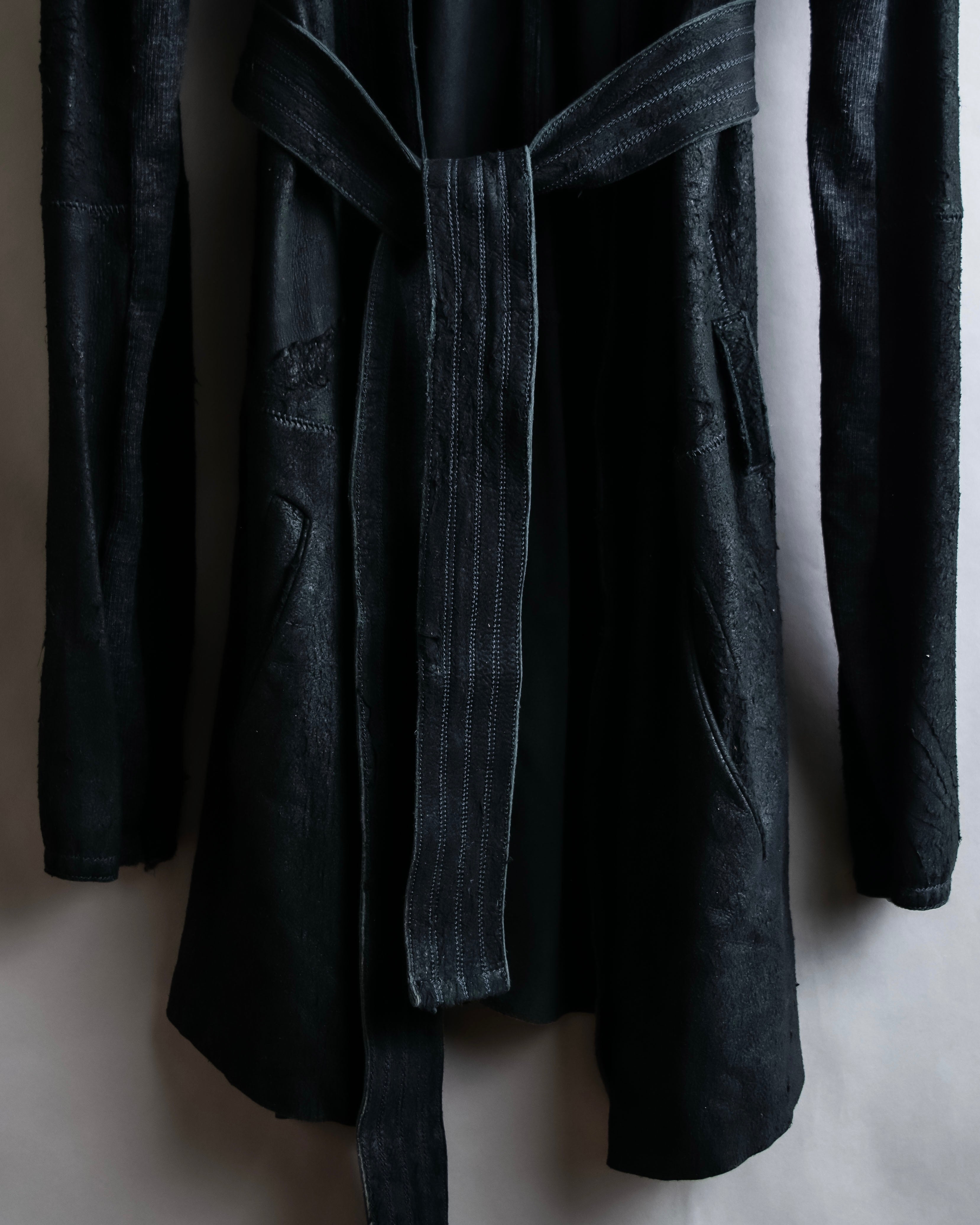 "ISAAC SELLAM" Cut-off design belted leather jacket