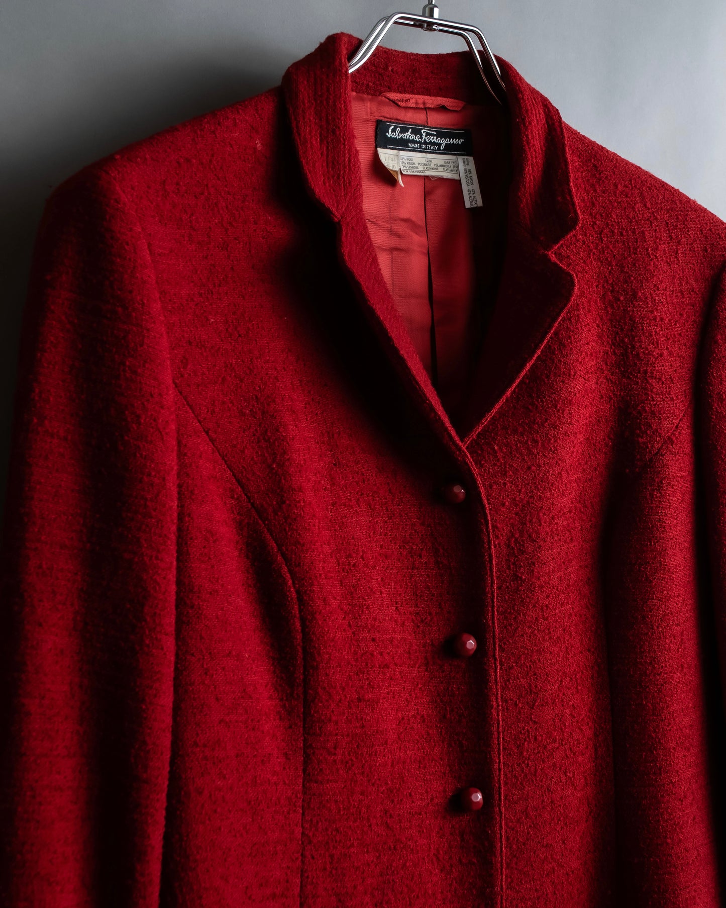 "Salvatore Ferragamo" Vivid red color wool mix tailored jacket