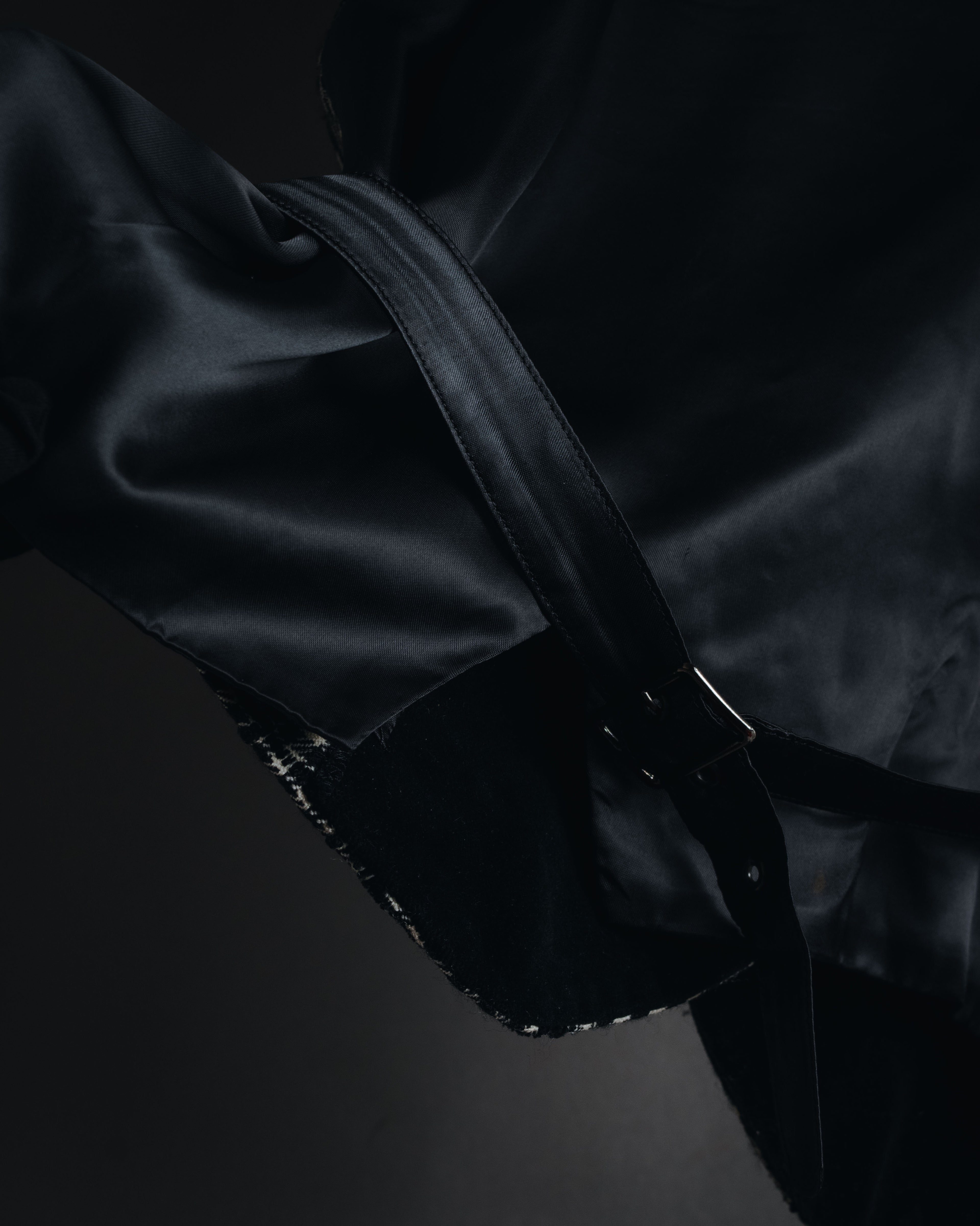 –SPECIALS– "Yves Saint Laurent" 90’s Mid gingham check velvet lapel tailored vest