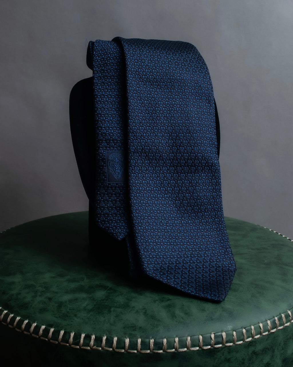 "GUCCI" Navy micro pattern silk necktie