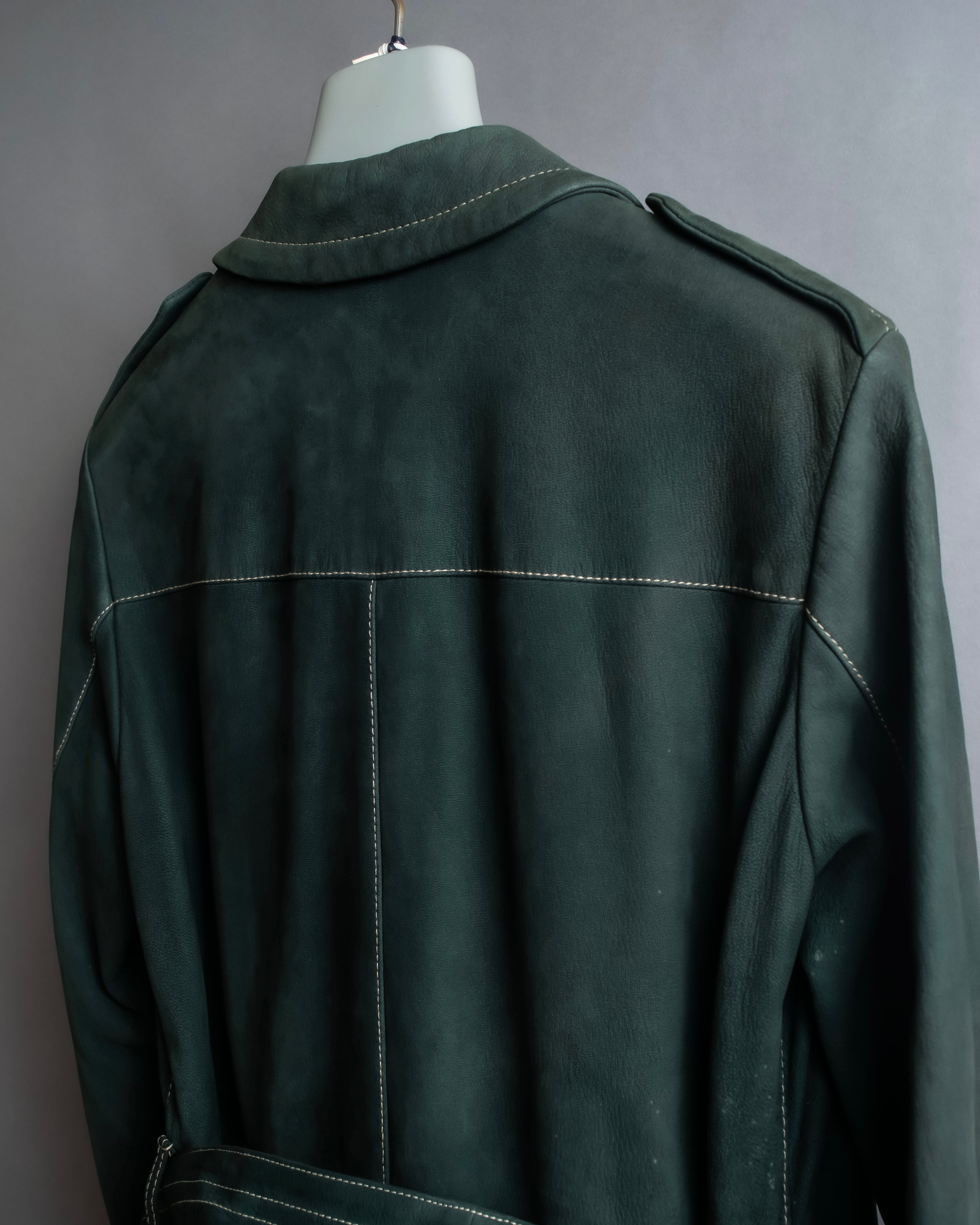 "PRADA" Stitching design suede belted coat