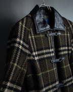 "BURBERRY" Leather switching design check tweed coat