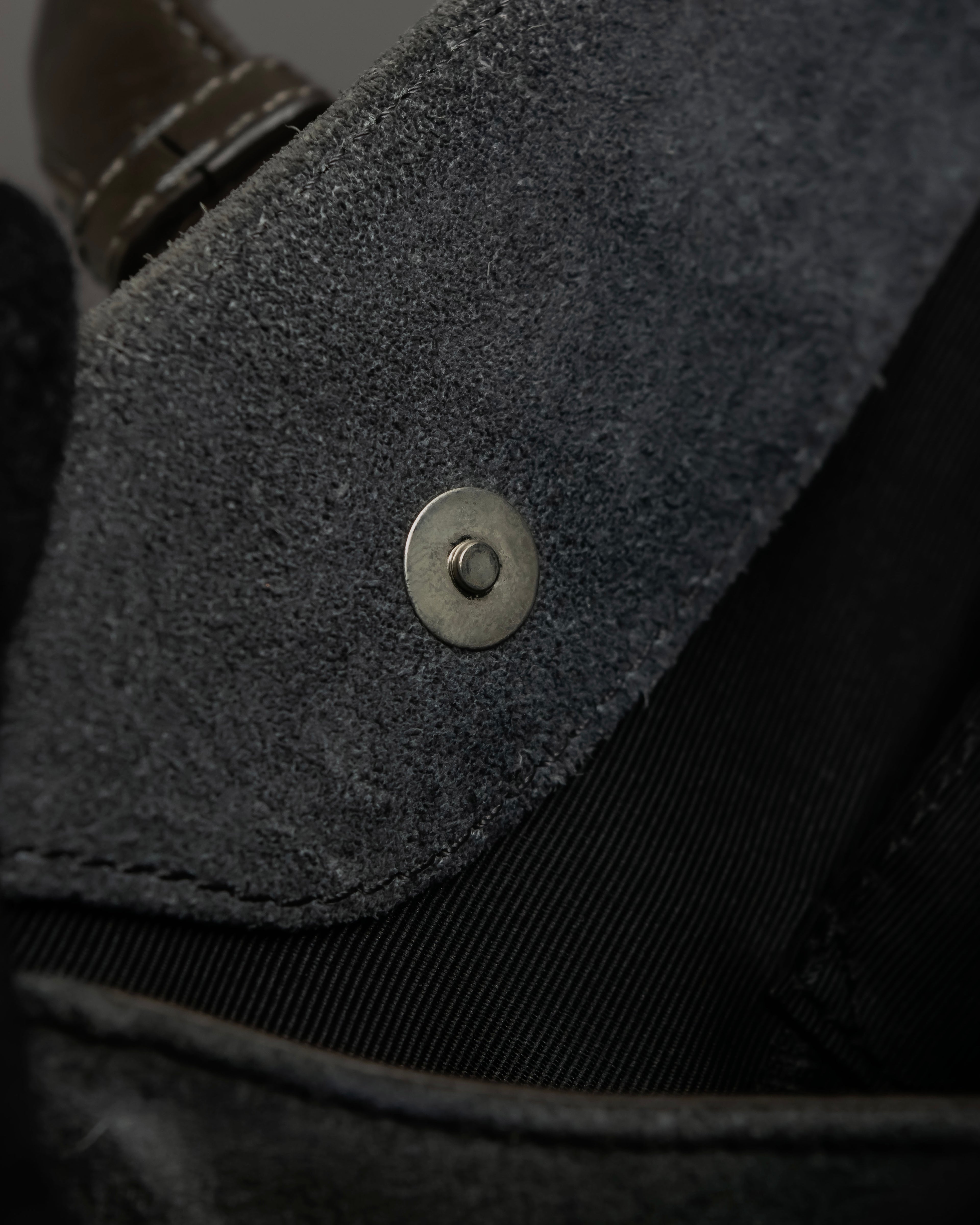 "LOEWE" Harness design logo engraved suede leather hand bag