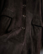 "LOEWE" 80's flowing line suede leather chester coat