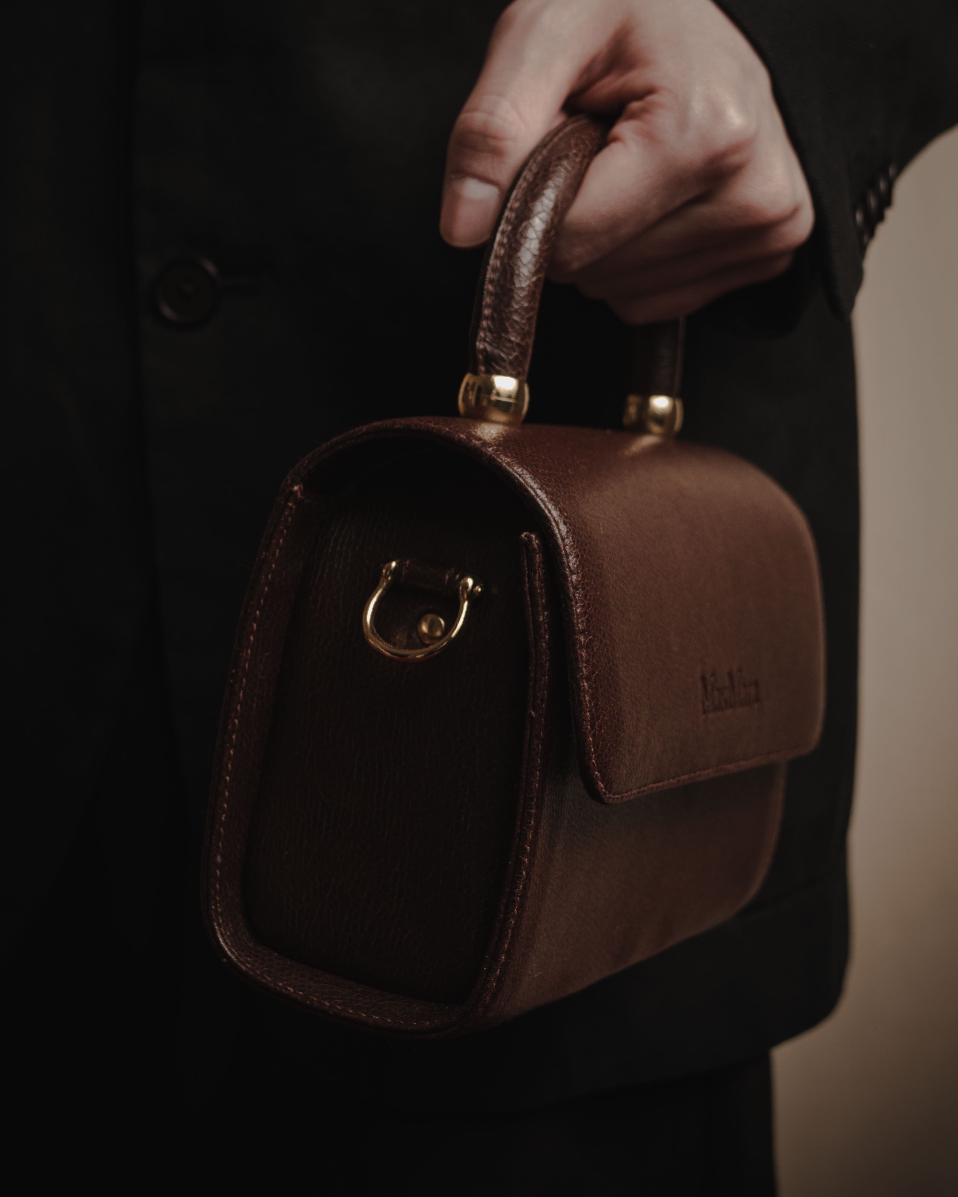 "Max Mara" Structured top handle leather shoulder bag