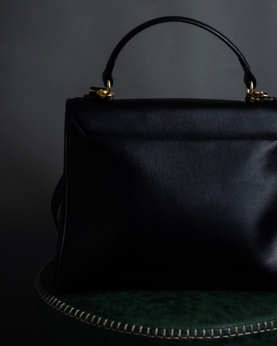 "YVES SAINT LAURENT" Cassandra logo engraved turnlock 2-way leather bag