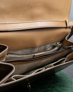 "GUCCI" Duilio brogue brown leather shoulder bag