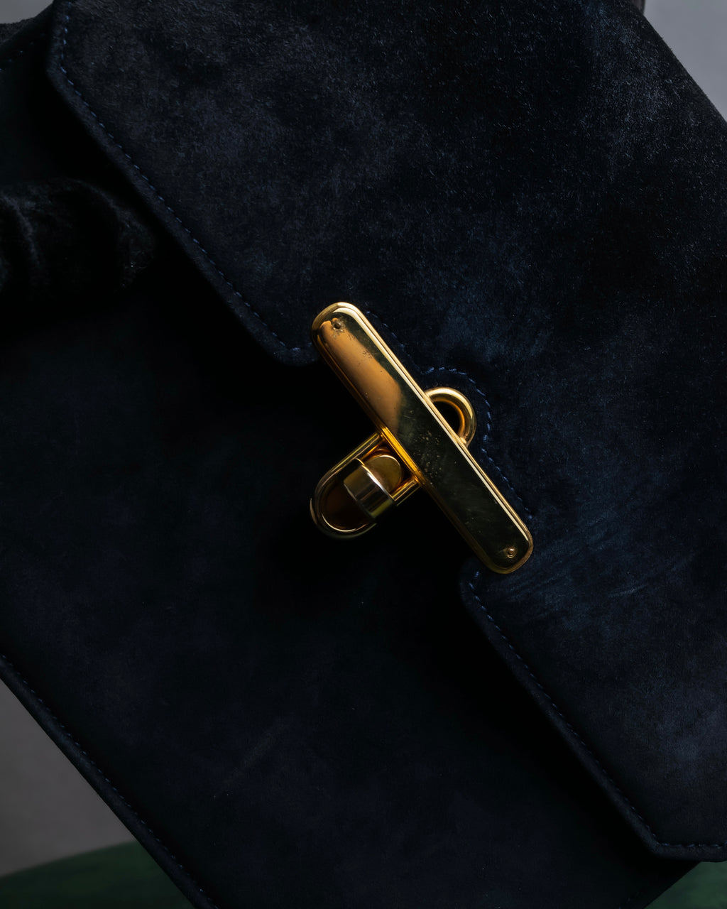 "GUCCI" Dark navy suede leather shoulder bag
