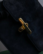 "GUCCI" Dark navy suede leather shoulder bag