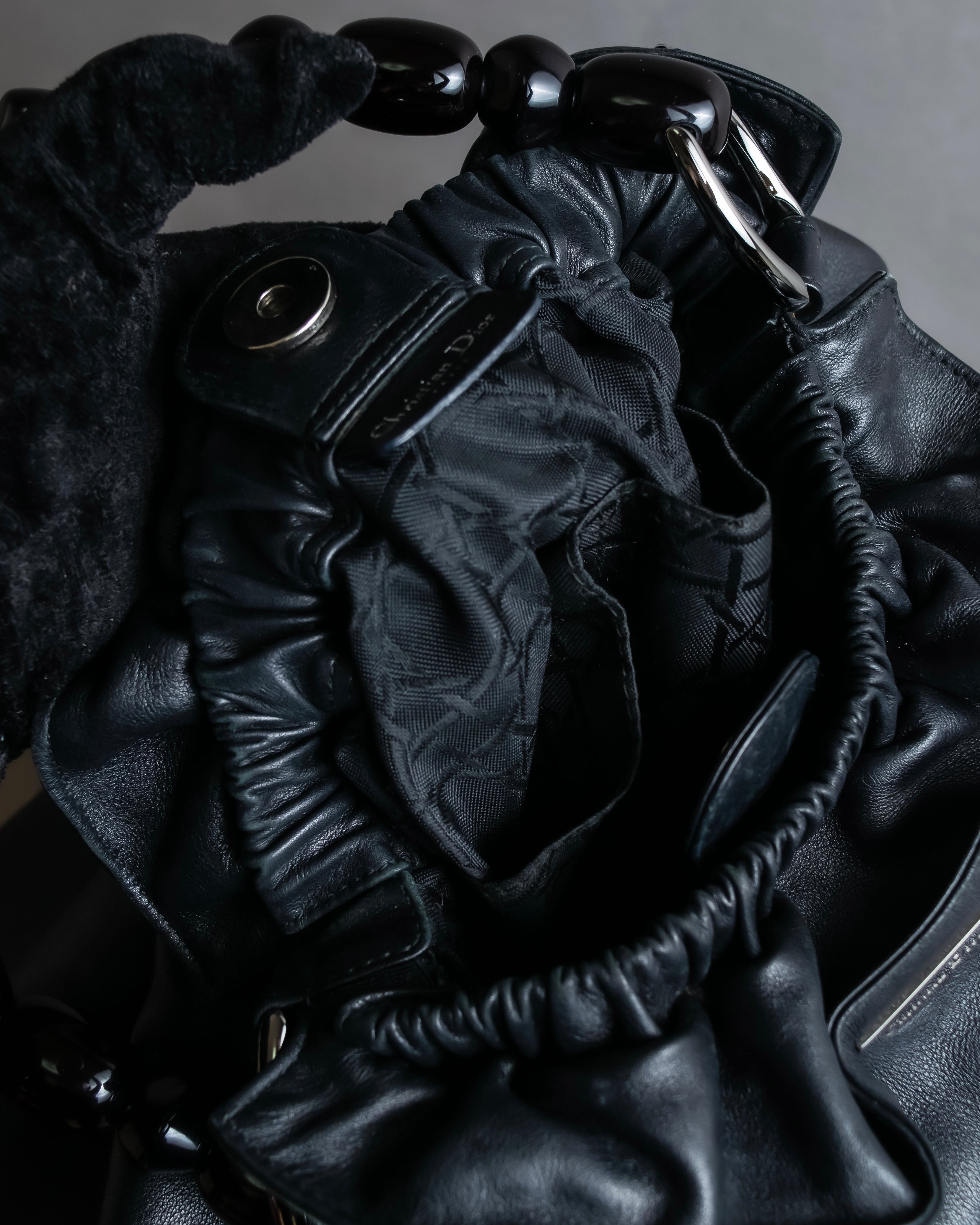 "Christian Dior" Maris Pearl series gathered design leather bag