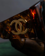 "CHANEL" Tortoiseshell embossed cocomark square sunglasses