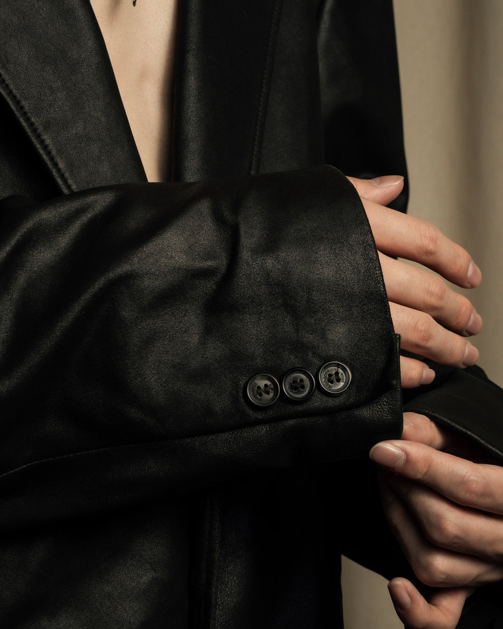 "HUGO BOSS" Oversized calf leather tailored jacket