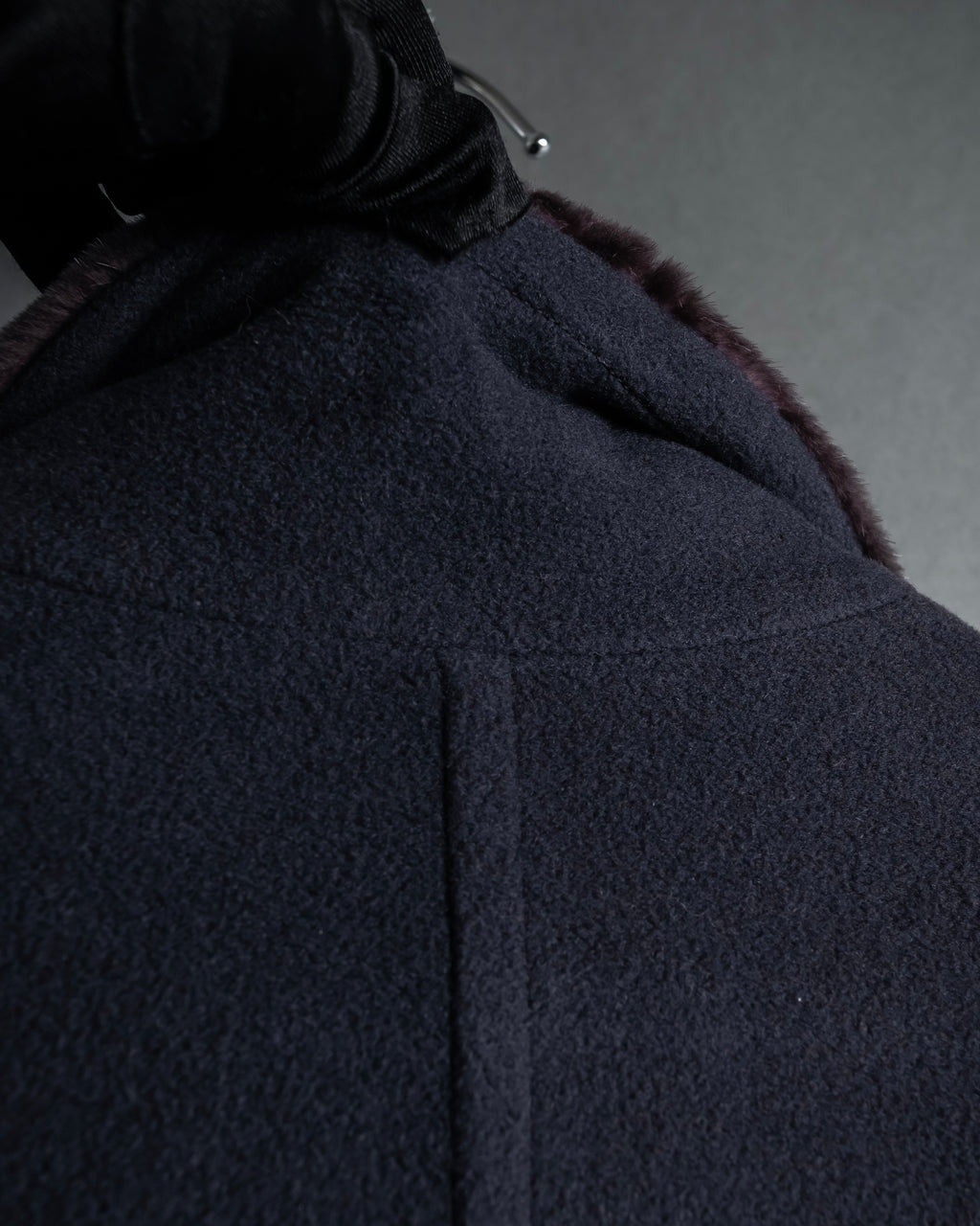 "Junko Yamamoto" Fur-trimmed design long cashmere blend coat