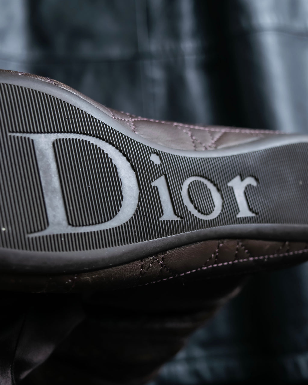 “Christian Dior” Brown Cannage leather long boots