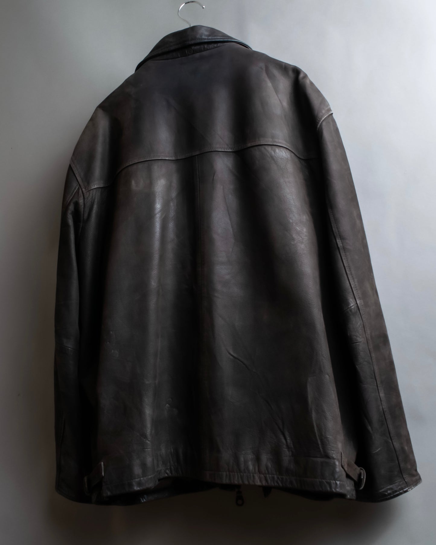 "Vintage oversized zip up leather jacket"