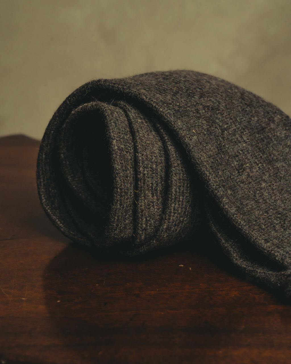 -SPECIAL- "Yves Saint Laurent" 90's-00's Charcoal grey wool textured knit tie