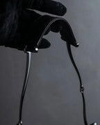 "GUCCI" Metal handle detail brown leather bag