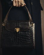 –SPECIAL– “GUCCI” 50’s-60’s Crocodile leather top handle bag