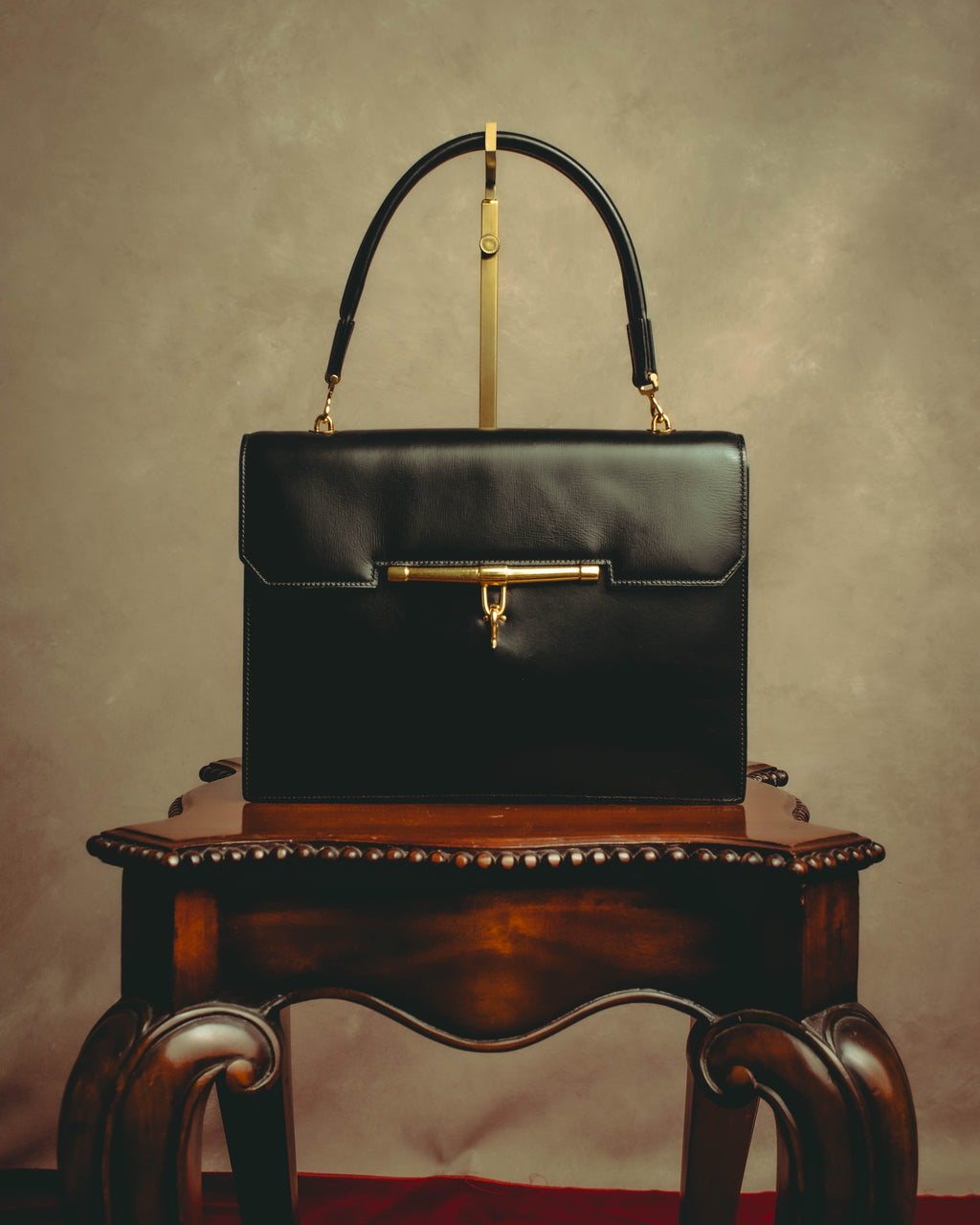 -SPECIAL- “HERMÈS” 60’s-70’s Palonnier black leather structured shoulder bag