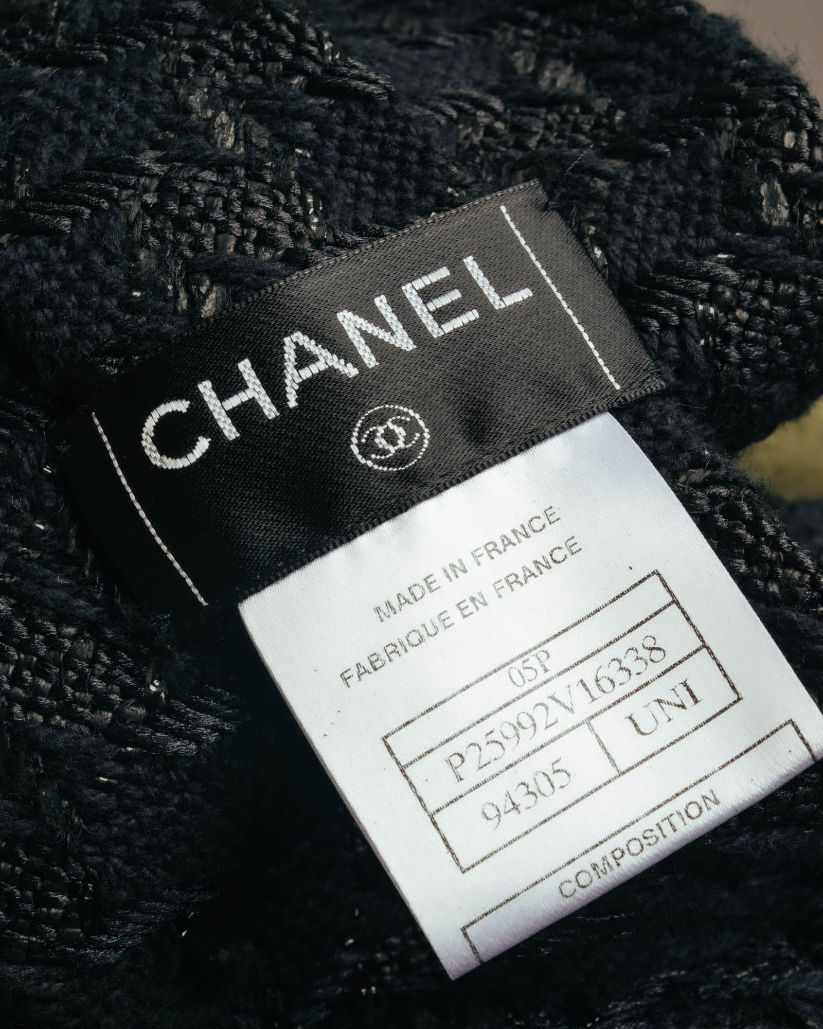-SPECIAL- “CHANEL” 05Spring black tweed fringe necktie
