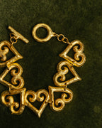 -SPECIAL- “Yves Saint Laurent” 80’s-90’s Hammered gold heart motif bracelet